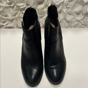 Kork-Ease Black Leather Ankle Booties with Side Zip